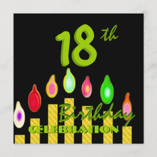 18th Birthday Party Green Gold Candles W1188 Invitation