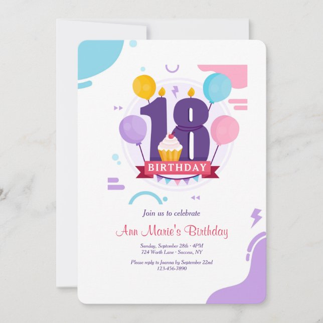 18th Birthday Party Invitation (Front)