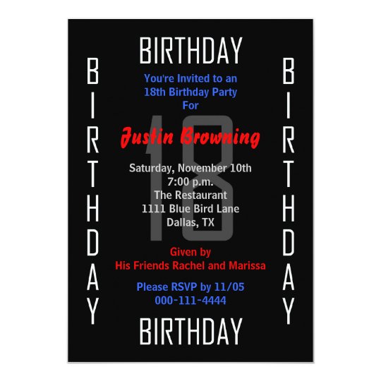 18th Birthday Party Invitation 18