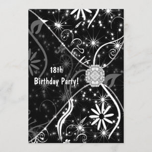 18th Birthday Party Invitation Black Jewel 18th