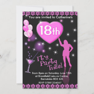 18th Birthday Party Invitation - Cocktail Glass