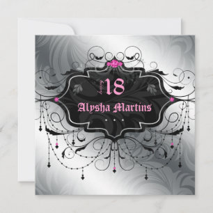 18th Birthday Party Jewel Chandelier Frame Silver Invitation