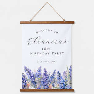 18th Birthday Party July Birth Flower Welcome Hanging Tapestry