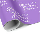 18th Birthday Party Name Purple Modern Pattern Wrapping Paper<br><div class="desc">Personalised,  modern,  elegant,  purple and white,  18th Birthday wrapping paper. Perfect for her. 18th birthday party.</div>
