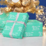 18th Birthday Party Name Teal Aqua Turquoise  Wrapping Paper<br><div class="desc">Personalised,  modern,  elegant,  teal aqua,  turquoise,  18th Birthday wrapping paper. Perfect for her. 18th birthday party.</div>