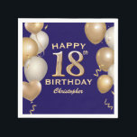 18th Birthday Party Navy Blue and Gold Balloons Napkin<br><div class="desc">18th Birthday Party Navy Blue and Gold Balloons and Confetti Napkin. For further customisation,  please click the "Customise it" button and use our design tool to modify this template.</div>