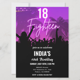 18th Birthday Party Pink Neon Invitation