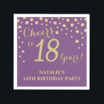 18th Birthday Party Purple and Gold Diamond Napkin<br><div class="desc">18th Birthday Party Invitation with Purple and Gold Glitter Diamond Background. Gold Confetti. Adult Birthday. Man or Woman Birthday. For further customisation,  please click the "Customise it" button and use our design tool to modify this template.</div>