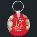 18th Birthday Party Red and Gold Balloons Key Ring<br><div class="desc">18th Birthday Party Red and Gold Balloons and Confetti Keychain. For further customisation,  please click the "Customise it" button and use our design tool to modify this template.</div>