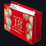 18th Birthday Party Red and Gold Balloons Large Gift Bag<br><div class="desc">18th Birthday Party Red and Gold Balloons and Confetti Gift Bag. For further customisation,  please click the "Customise it" button and use our design tool to modify this template.</div>
