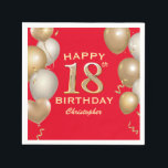 18th Birthday Party Red and Gold Balloons Napkin<br><div class="desc">18th Birthday Party Red and Gold Balloons and Confetti Napkin. For further customisation,  please click the "Customise it" button and use our design tool to modify this template.</div>