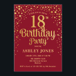 18th Birthday Party - Red & Gold Invitation<br><div class="desc">18th Birthday Party Invitation.
Elegant design in red and faux glitter gold. Features stylish script font and confetti. Message me if you need custom age.</div>