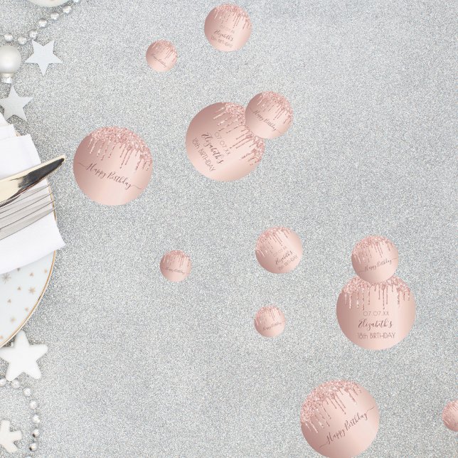 18th birthday party rose gold glitter drips pink confetti (Creator Uploaded)