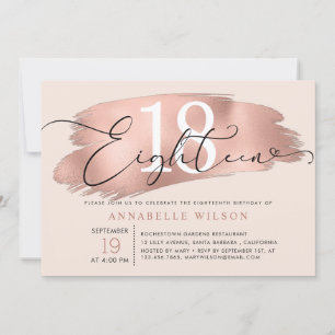 18th Birthday Party Rose Gold & Pink  Invitation