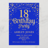 18th Birthday Party - Royal Blue & Gold