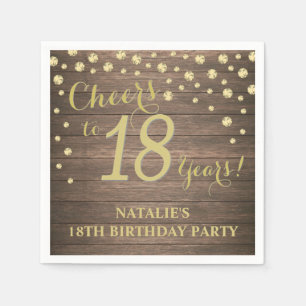 18th Birthday Party Rustic and Gold Diamond Napkin