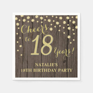 18th Birthday Party Rustic and Gold Diamond Napkin