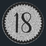 18th Birthday Party Silver Glitter Classic Round Sticker<br><div class="desc">Get these cute stickers to adorn your party favors for all your favorite guests. A stylish number to celebrate a birthday party.
NOTE the glitter image is a printed picture</div>