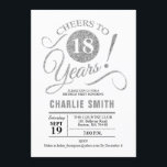 18th Birthday Party - Silver White Invitation<br><div class="desc">18th Birthday Party Invitation in faux Silver and White. Cheers to 18 years! Can be personalised into any age.
Please message me if you need further customisation.</div>