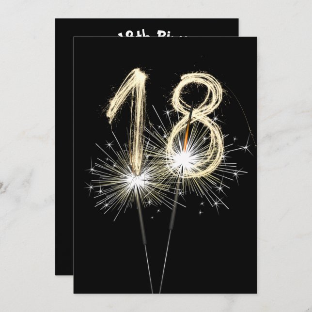 18th Birthday Party Sparklers  Invitation (Front/Back)