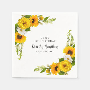 18th Birthday Party Sunflower Daisy Custom Napkin