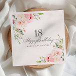 18th Birthday Party Supplies Pink Floral Custom Napkin<br><div class="desc">A beautiful and feminine custom cocktail napkin to celebrate a milestone birthday in elegant style. Blush pink peonies create an elegant floral frame.</div>