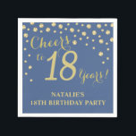 18th Birthday Party White and Blue Diamond Napkins<br><div class="desc">18th Birthday Party Invitation with Blue and Gold Glitter Diamond Background. Gold Confetti. Adult Birthday. Man or Woman Birthday. For further customisation,  please click the "Customise it" button and use our design tool to modify this template.</div>