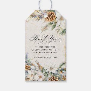 18th Birthday Party White Winter Floral Favour Gift Tags