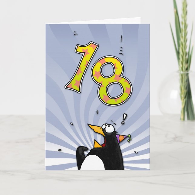 18th Birthday - Penguin Surprise Card (Front)