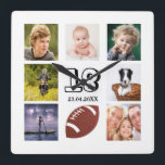 18th birthday photo collage boy square wall clock<br><div class="desc">A wall clock as a gift for a 18th birthday for a boy,  celebrating his life with a collage of 8 of your photos.  Personalise and add age 18 and a date.  Date of birth or the date of the anniversary.  Black coloured letters.  White background.</div>