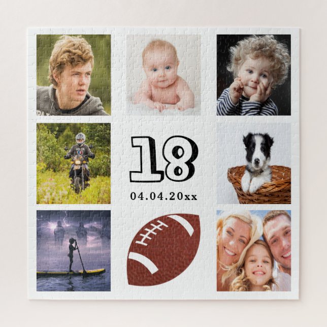 18th birthday photo collage boy white jigsaw puzzle (Vertical)