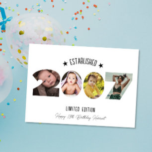 18th birthday Photo Collage established 2007 Thank You Card