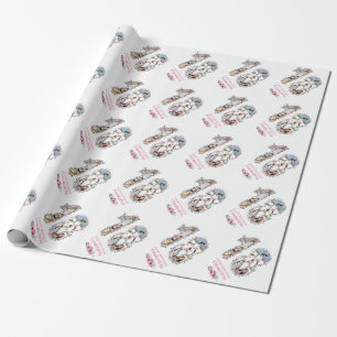 18th Birthday Photo Girl Collage Pink Flower White Wrapping Paper
