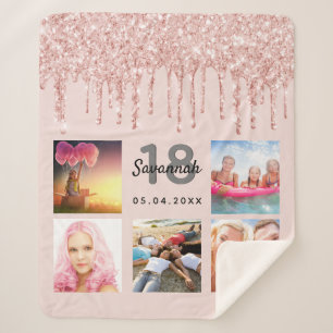18th birthday photo rose gold blush pink sherpa blanket
