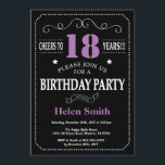 18th Birthday Purple and Black Chalkboard Invitation<br><div class="desc">18th Birthday Invitation Purple and Black Typography. Chalkboard. Black and White Background. Adult Birthday. Male Men or Women Birthday. Kids Boy or Girl Lady Teen Teenage Bday Invite. 13th 15th 16th 18th 20th 21st 30th 40th 50th 60th 70th 80th 90th 100th. Any Age. For further customisation, please click the "Customise...</div>
