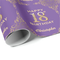 18th Birthday Purple and Gold Glitter Frame
