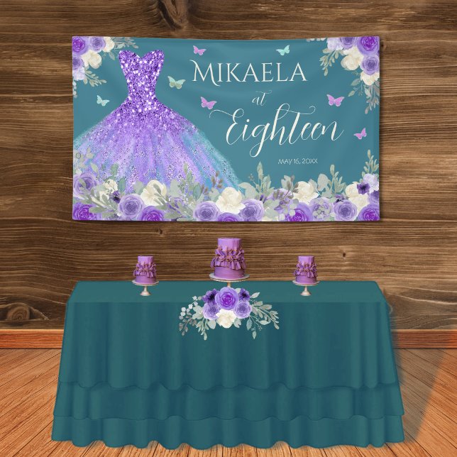 18th Birthday Purple Floral Banner (Creator Uploaded)