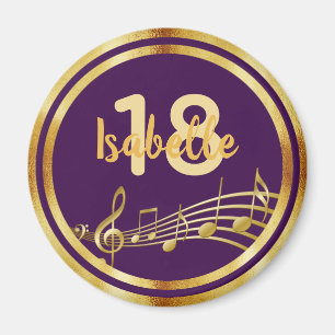 18th birthday purple gold music notes name girl magnet