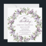 18th Birthday Purple Lilac Spring Flower Square Invitation<br><div class="desc">Soft watercolor purple lilacs create a pretty springtime 18th birthday invitation. The typography adds an elegant aesthetic. This invitation is available in both traditional cardstock and a downloadable version. It is part of the Purple Spring Lilac Flower collection. It lets you choose a theme and then easily create a unique...</div>