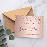 18th birthday rose gold blush stars save the date postcard<br><div class="desc">A feminine and glamourous Save the Date card for a 18th birthday party 18 years old. A feminine pink, rose gold faux metallic looking background decorated with faux rose gold sparkling stars. Templates for a date and your text. Dark rose gold coloured letters. The text: Save the Date is written...</div>