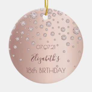 18th birthday rose gold diamonds 18 ceramic ornament