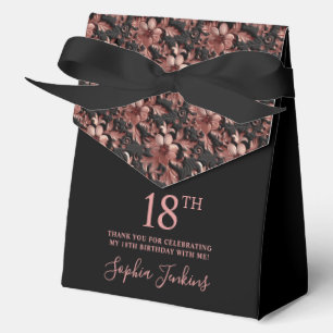 18th Birthday Rose Gold Floral Thank You Favour Box