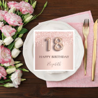 18th birthday rose gold glitter pink balloon style