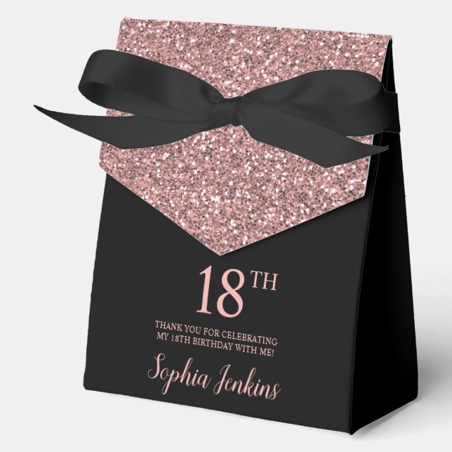 18th Birthday Rose Gold Glitter Thank You Favour Box (Front)