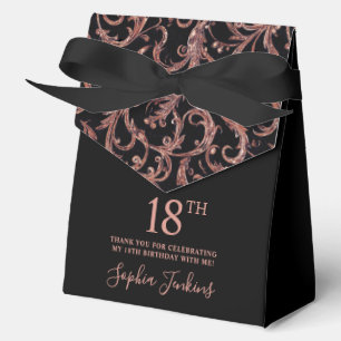 18th Birthday Rose Gold Swirls Thank You Favour Box