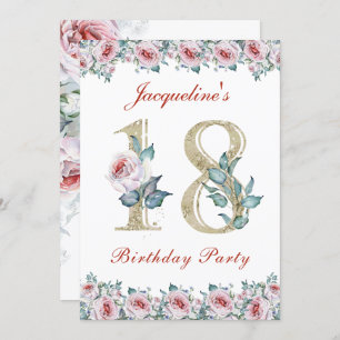 18th Birthday Roses Party Invitation