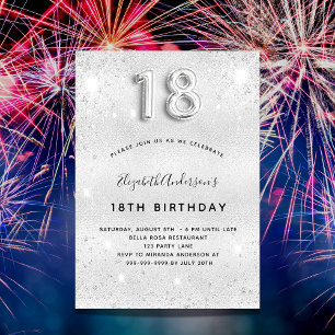 18th birthday silver glitter sparkle glamorous invitation