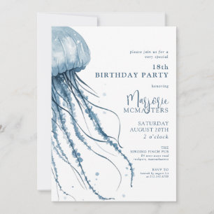 18th Birthday Simple Modern Coastal Jellyfish Invitation