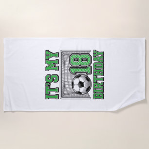 18th Birthday Soccer Vintage Beach Towel