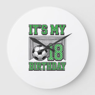 18th Birthday Soccer Vintage Large Clock